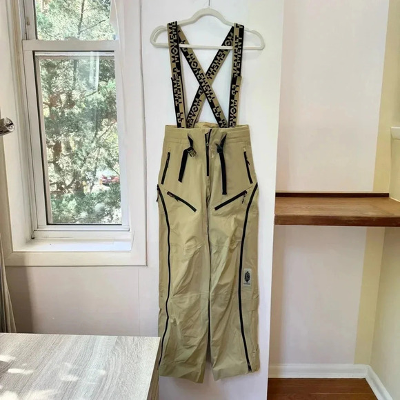 New Free People Movement Zephyr Ski Shell Snow Pants One Piece Bib Tan Brown - Picture 10 of 11
